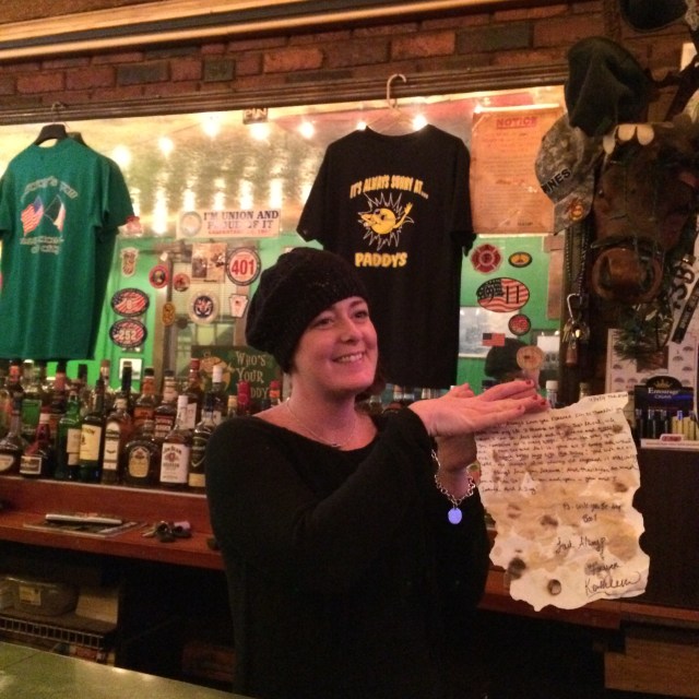 * Yes, even our friendly bar maid took time to write--and then antique -- a letter.